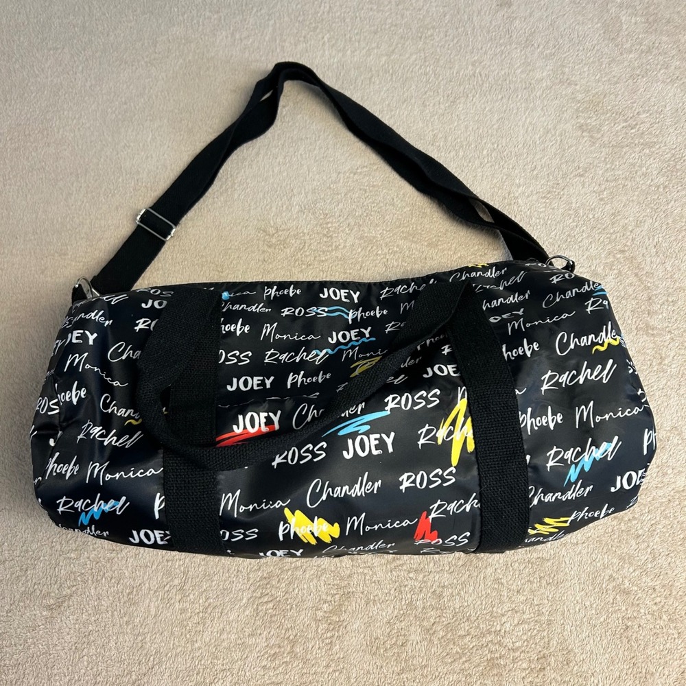Friends Duffel Bag Black All Over Print Names Gym Travel television series